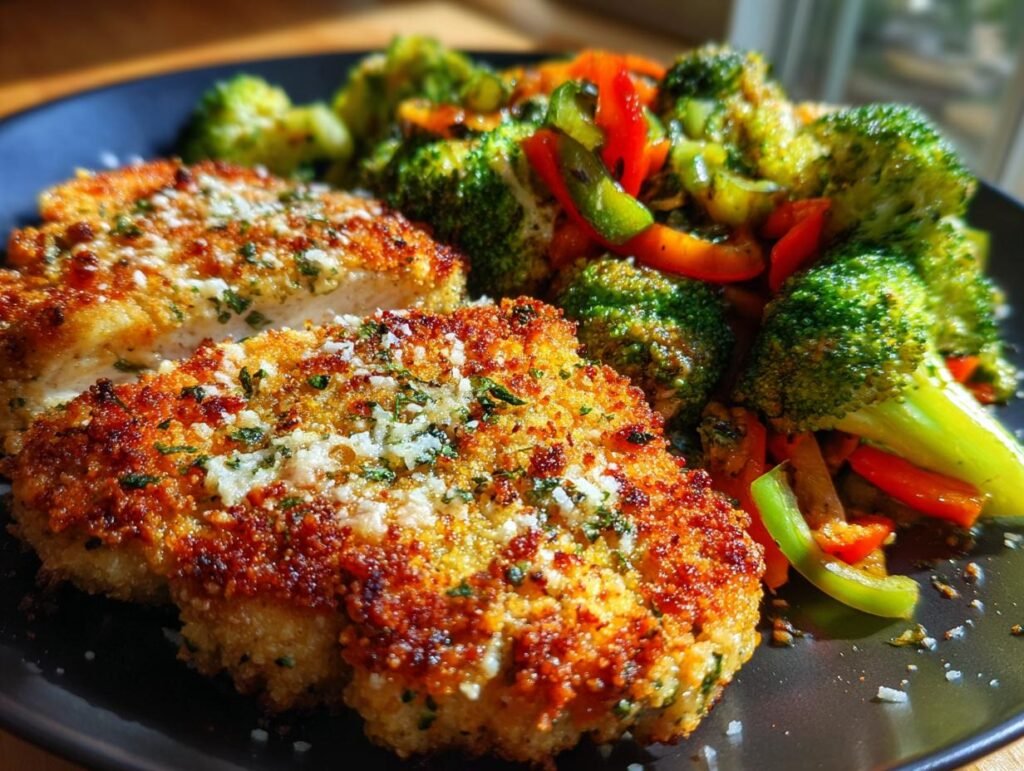 Crispy Air Fryer Ranch Chicken Cutlets with Flavorful Veggies 5 Crispy Air Fryer Ranch Chicken Cutlets with Easy Garlic Parmesan Veggies